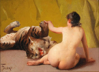 Luis Ricardo Falero - Playing with the Tiger.webp