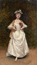 Elegante schilderij in witte jurk - Luis de Madrazo y Kuntz — weergave van het kunstwerk