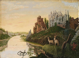 M A Hall - Landscape with Castles and Deer.webp