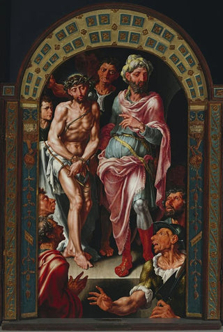 Maarten Van Heemskerck - Ecce Homo Triptych portraits of founder on the wings.webp