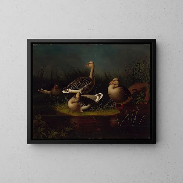Cendré Geese - Magnus von Wright — framed artwork on a wall