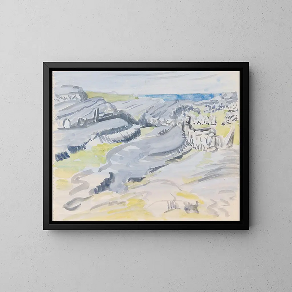 the Fields near the sea to the west of Ireland - Mainie Jellett — framed artwork on a wall