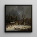Huis in het bos in het winterbos - Heinrich Brückel — ingelijst kunstwerk aan de muur