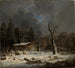 Huis in het bos in het winterbos - Heinrich Brückel — weergave van het kunstwerk