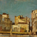 Houses in Venice by a canal - Gustav Schnleber — displayed in an interior