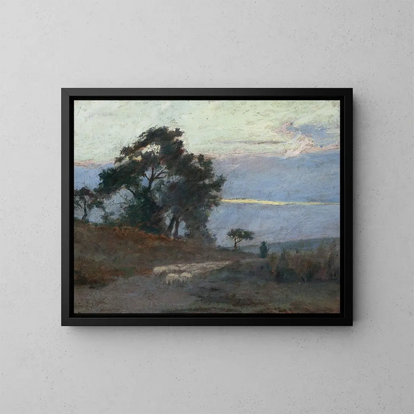 Landscape at Sunrise - Maksymilian Gierymski — framed artwork on a wall
