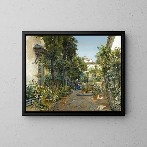 Garden in Seville - Manuel García y Rodríguez — framed artwork on a wall