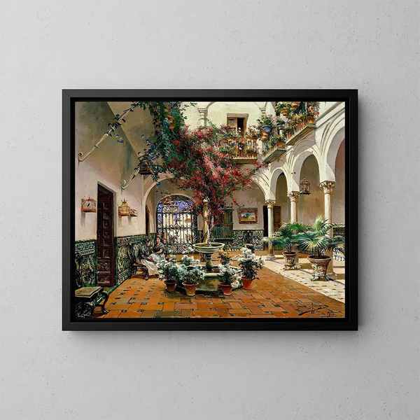 Cour intérieure de Séville - Manuel García y Rodríguez — framed artwork on a wall