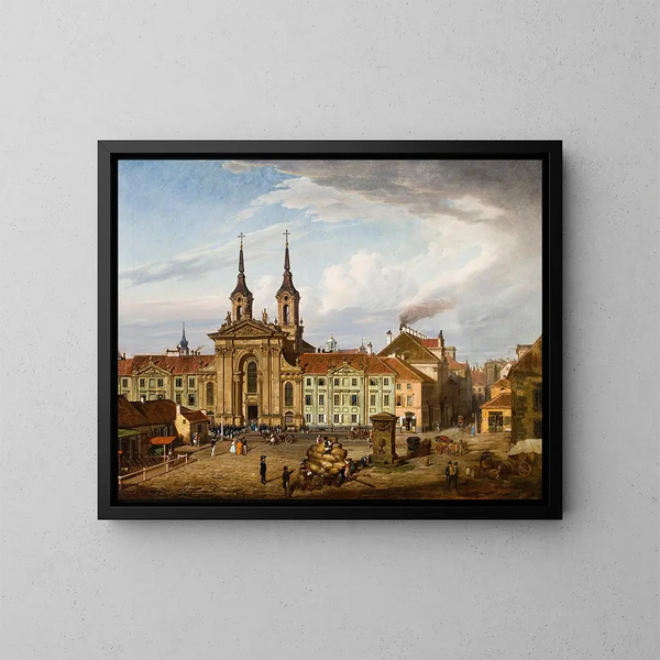 Place Krasinski and the Piaristes Church - Marcin Zaleski — framed artwork on a wall