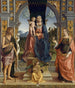 Maria met kind op troon met de heiligen Johannes de Doper en Lucia - Marco Palmezzano — weergave van het kunstwerk