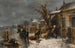 Children playing near a canal in winter - Mari ten Kate — artwork view