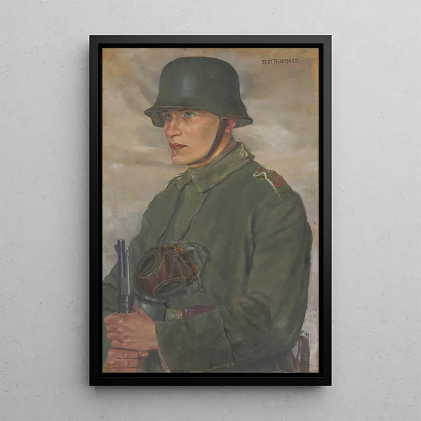 Maria Marga Thomass - Soldier with Steel Helmet and Gas Mask after 1914.webp