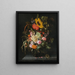 Natuurschilderij met rozen, kruisbloemen, goudsbloemen en andere bloemen met een zonnebloem en gestreept gras - Maria van Oosterwijck — ingelijst kunstwerk aan de muur