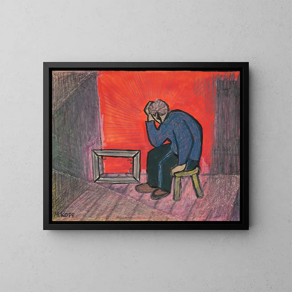 Misfortune to the artist, misfortune and poverty in abundance - Marian Kopf — framed artwork on a wall