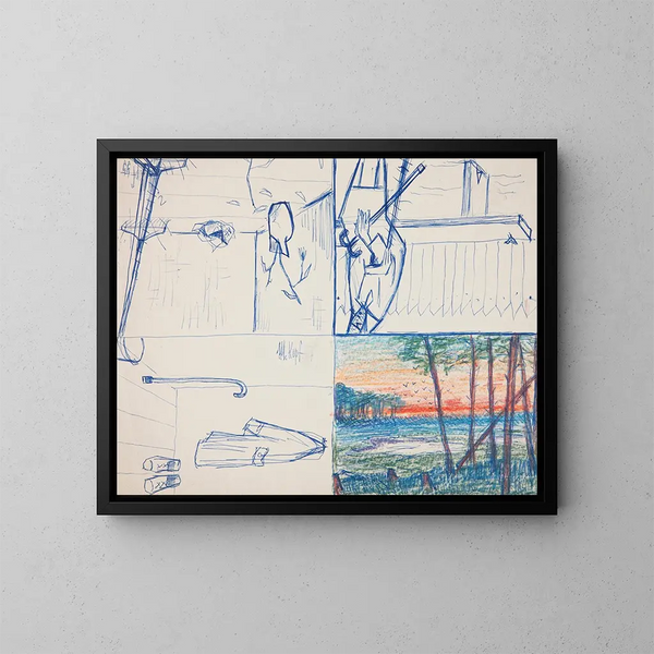 Four compositional sketches for paintings - Marian Kopf — framed artwork on a wall