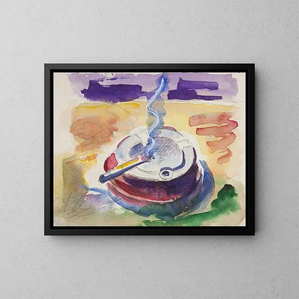 Paper and Ashtray Painting - Marian Kopf — framed artwork on a wall