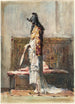 Een Marokkaanse vrouw in traditionele kleding - Mariano Fortuny Marsal — weergave van het kunstwerk