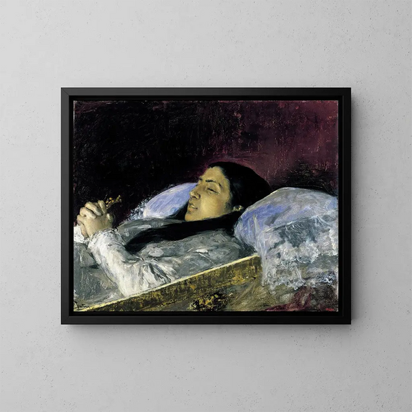 Mademoiselle Del Castillo sur son lit de mort - Mariano Fortuny Marsal — framed artwork on a wall