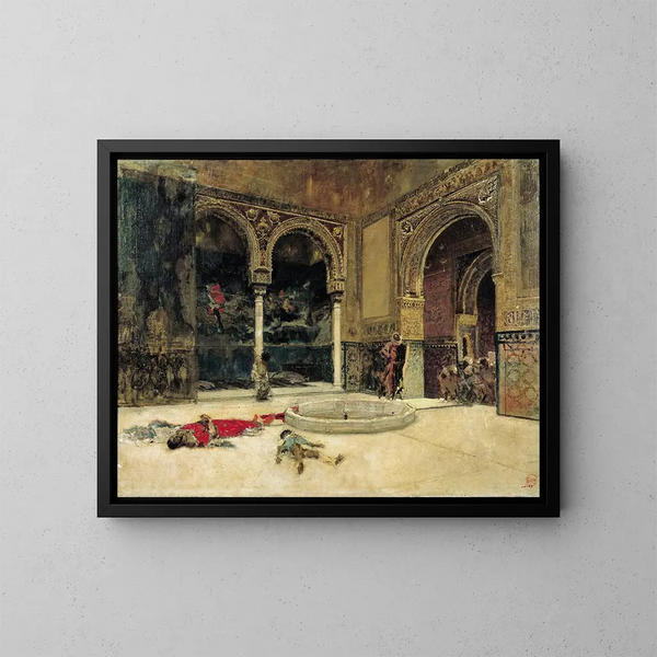 The Murder of the Abencerrajes - Mariano Fortuny Marsal — framed artwork on a wall