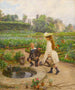Kinderen bij de vijver - Marie-François Firmin-Girard — weergave van het kunstwerk