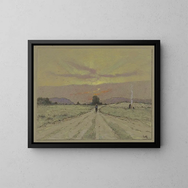 van Chemin au soleil couchant - Marie-Joseph Léon Clavel Iwill — ingelijst kunstwerk aan de muur