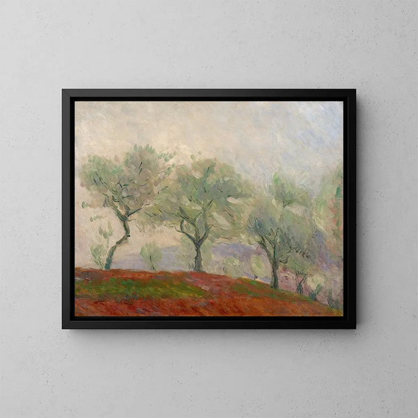 Landscape painting with trees - Marie Bracquemond — framed artwork on a wall