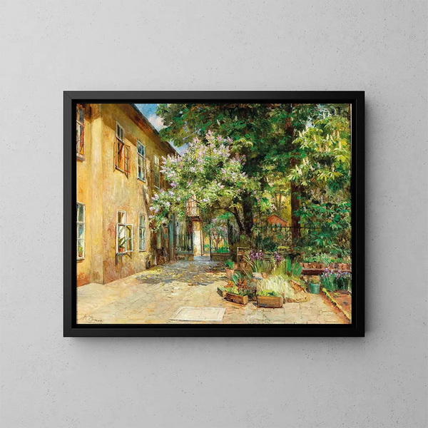 Een uitzicht op de binnenplaats nr. 8 Dreilaufergasse, 1070 Wenen - Marie Egner — ingelijst kunstwerk aan de muur