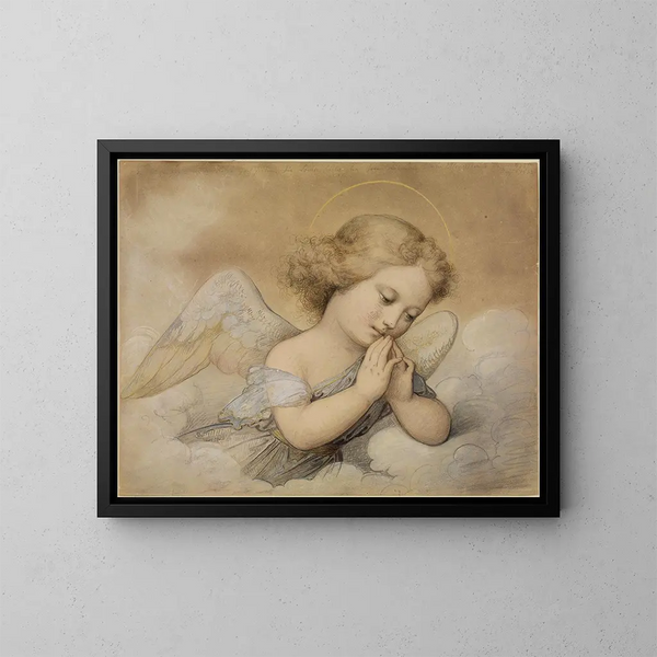 Guardian angel in the clouds - Marie Ellenrieder — framed artwork on a wall