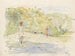 Landschap met heuvels en figuren aan de rand van een rivier - Marius Bauer — weergave van het kunstwerk