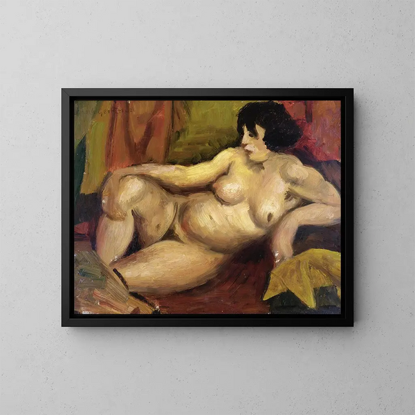 Nude reclining painting - Mark Gertler — framed artwork on a wall