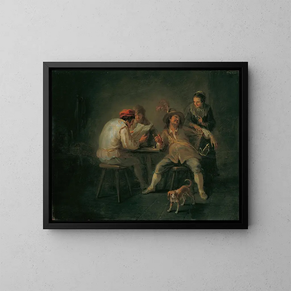 Tavern Scene Painting - Martin Johann Schmidt — framed artwork on a wall