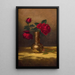 Rode rozen in een Japanse vaas op een gouden fluwelen stof - Martin Johnson Heade — ingelijst kunstwerk aan de muur