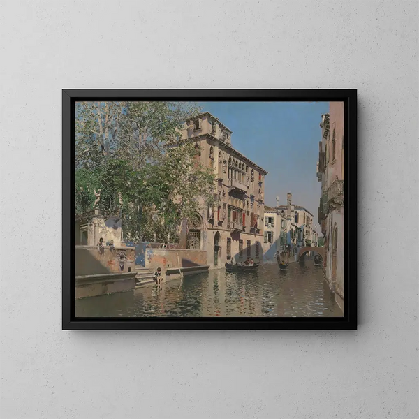 A canal in Venice - Martín Rico y Ortega — framed artwork on a wall
