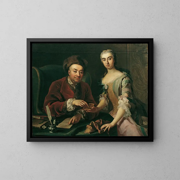Double portrait painting - Martin van Meytens — framed artwork on a wall