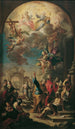 De apostelen Petrus en Johannes genezen een kreupele - Martino Altomonte — weergave van het kunstwerk