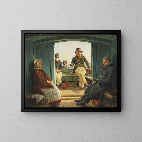 Reis scène aan boord van een Nederlandse boot - Martinus Rørbye — ingelijst kunstwerk aan de muur