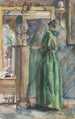 Dame en robe verte devant un miroir - Martinus van Andringa — weergave van het kunstwerk