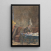 Binnen schilderij met man die schrijft op een bank achter een tafel - Martinus van Andringa — ingelijst kunstwerk aan de muur