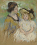 van Simone zittend op het gras naast haar moeder - Mary Cassatt — weergave van het kunstwerk