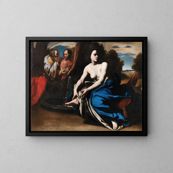Susanne et les vieillards - Massimo Stanzione — framed artwork on a wall