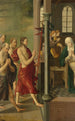 Panneau de retable avec Dispute avec les docteurs au verso Apparition du Christ à sa mère - Maître d'Alkmaar — weergave van het kunstwerk