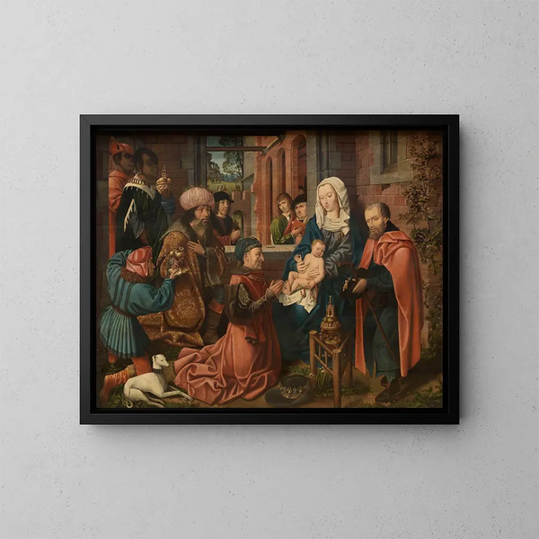 L'Adoration of the Magi - Master of Frankfurt — framed artwork on a wall