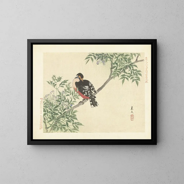 Sorbier et pic à dos blanc - Matsumura Keibun — framed artwork on a wall