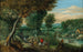 Landschap met reizigers bij een rivier - Mattheus Molanus — weergave van het kunstwerk