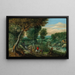 Landschap met reizigers bij een rivier - Mattheus Molanus — ingelijst kunstwerk aan de muur