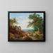 van een paar boeren met een houten kar in een uitgestrekt landschap van de Donau - Matthias Rudolf Toma — ingelijst kunstwerk aan de muur