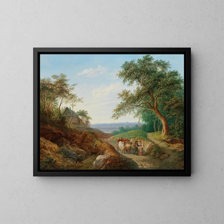 Matthias Rudolf Toma - A peasant couple with a timber cart in a vast Danube landscape.webp