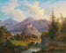 Landschapschilderij met bergstroom en kasteel op afstand - Matthias Rudolf Toma — weergave van het kunstwerk