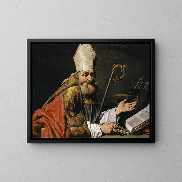 Saint Ambroise - Matthias Stom — framed artwork on a wall