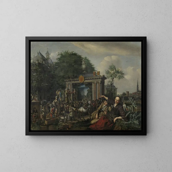 Outdoor theatrical performance painting - Matthijs Naiveu — framed artwork on a wall